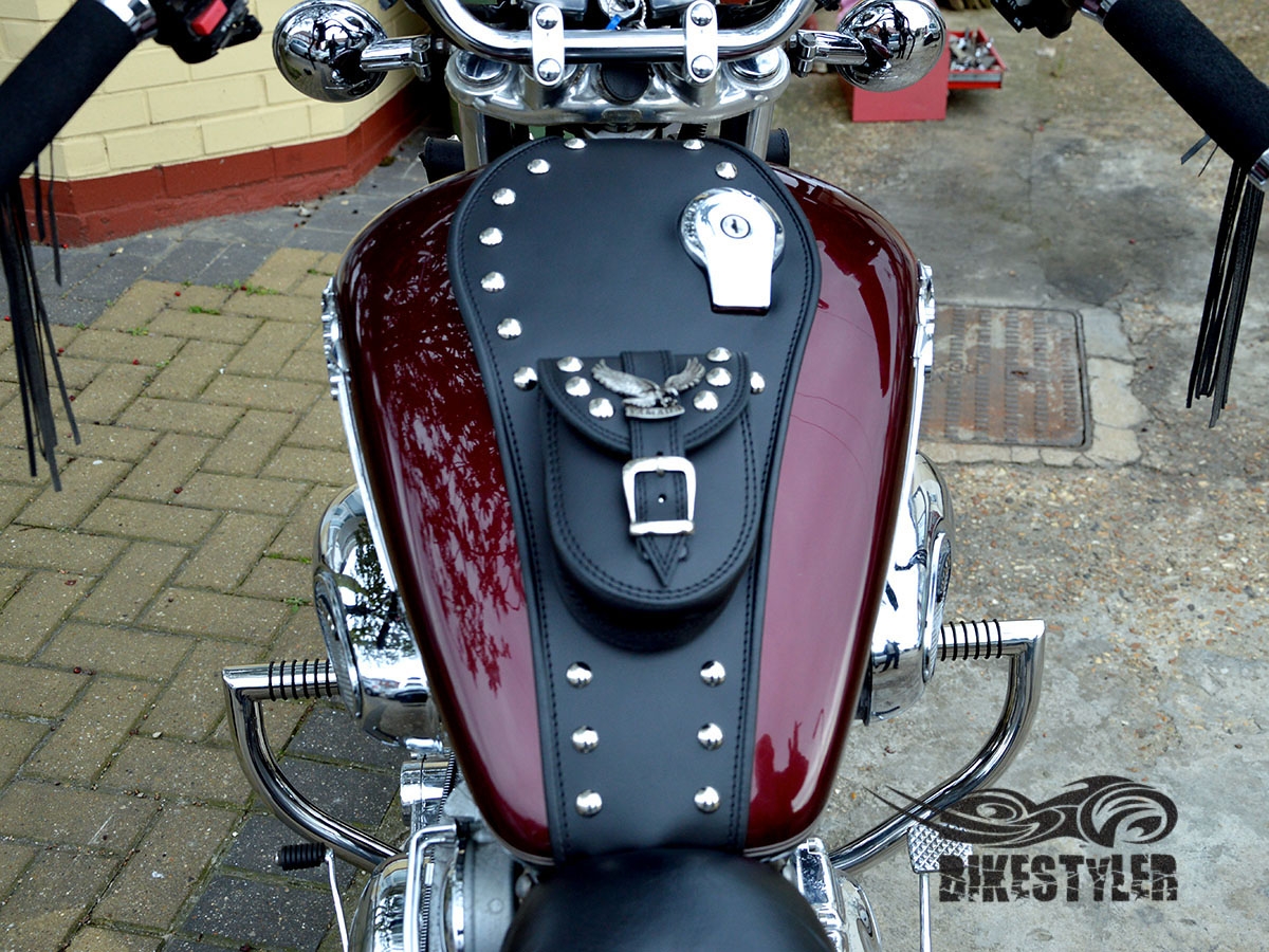 (S) YAMAHA VIRAGO XV750 / XV1100 LEATHER TANK Panel Cover Pad Strap
